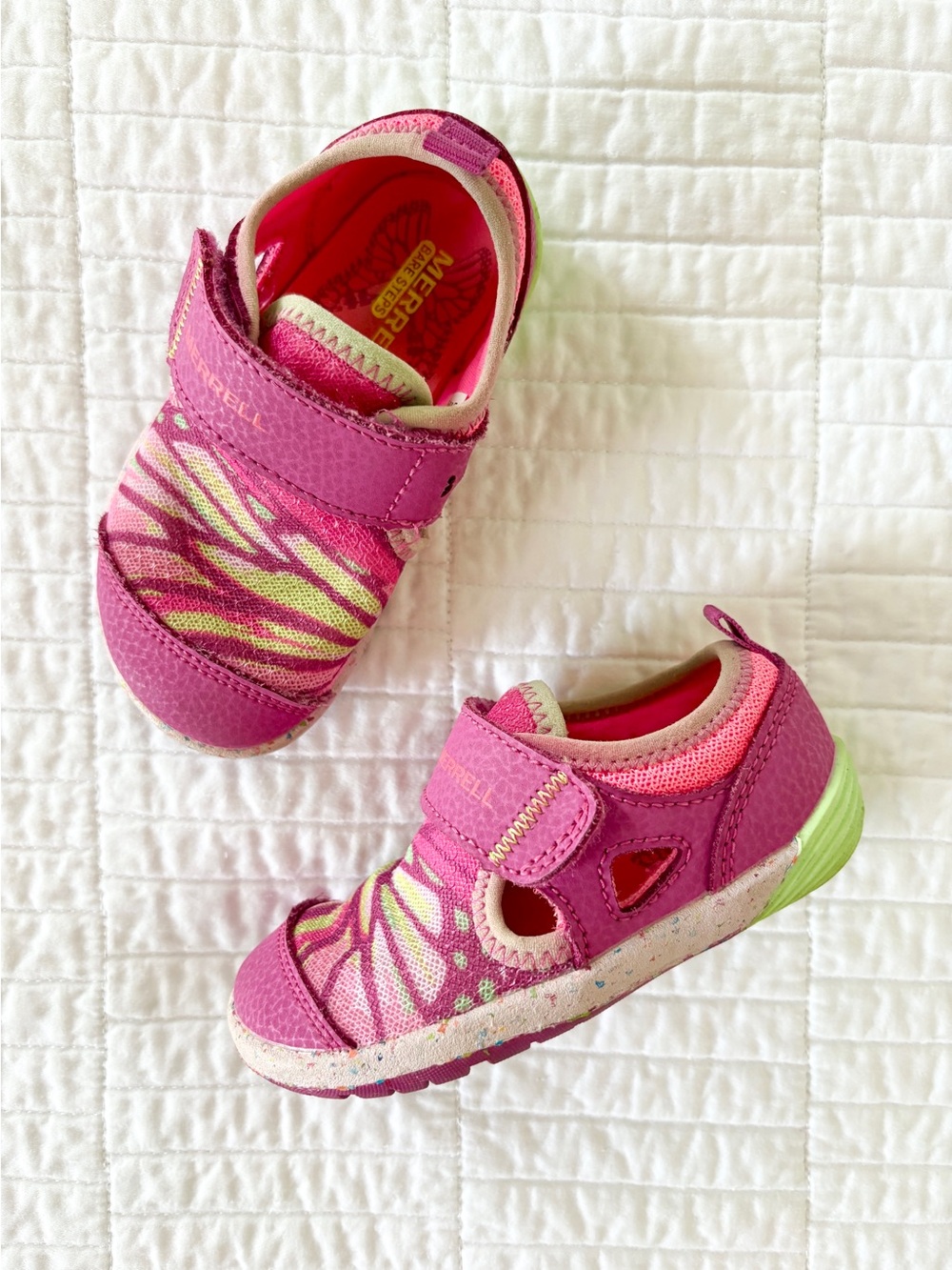 Merrell Bare Steps H20 Sandals Pink and Green Butterfly Toddler Girls Size 6T